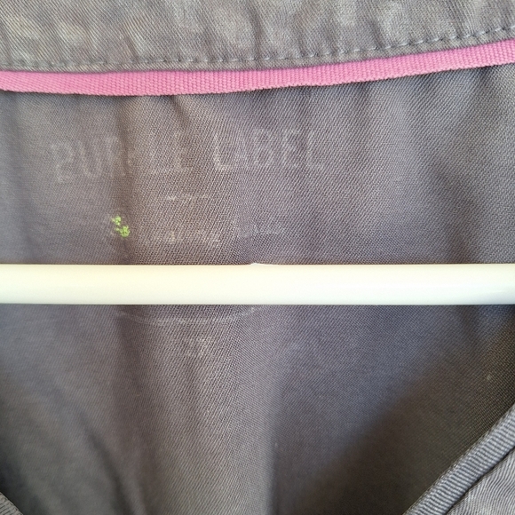 Gray V-Neck Scrub Top Plus Sz2X Pockets Short Sleeves - Picture 6 of 7